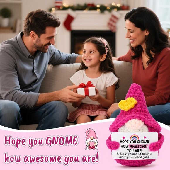 Inspirational Crochet Gnome Pumpkin Gifts - Positive Emotional Support Decor - Picture 5 of 9